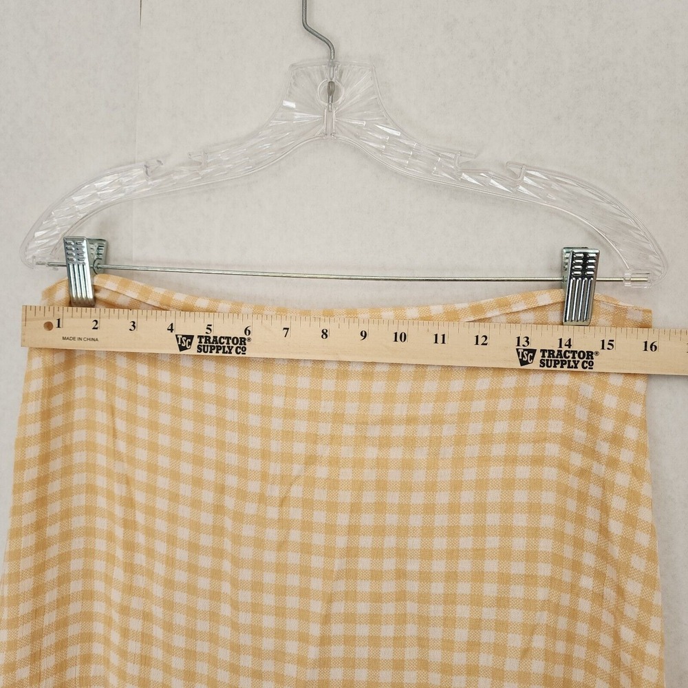 Yellow Gingham Ruffled Mini Skirt by Aubrey Size L Cottagecore Spring Preppy - Picture 8 of 11